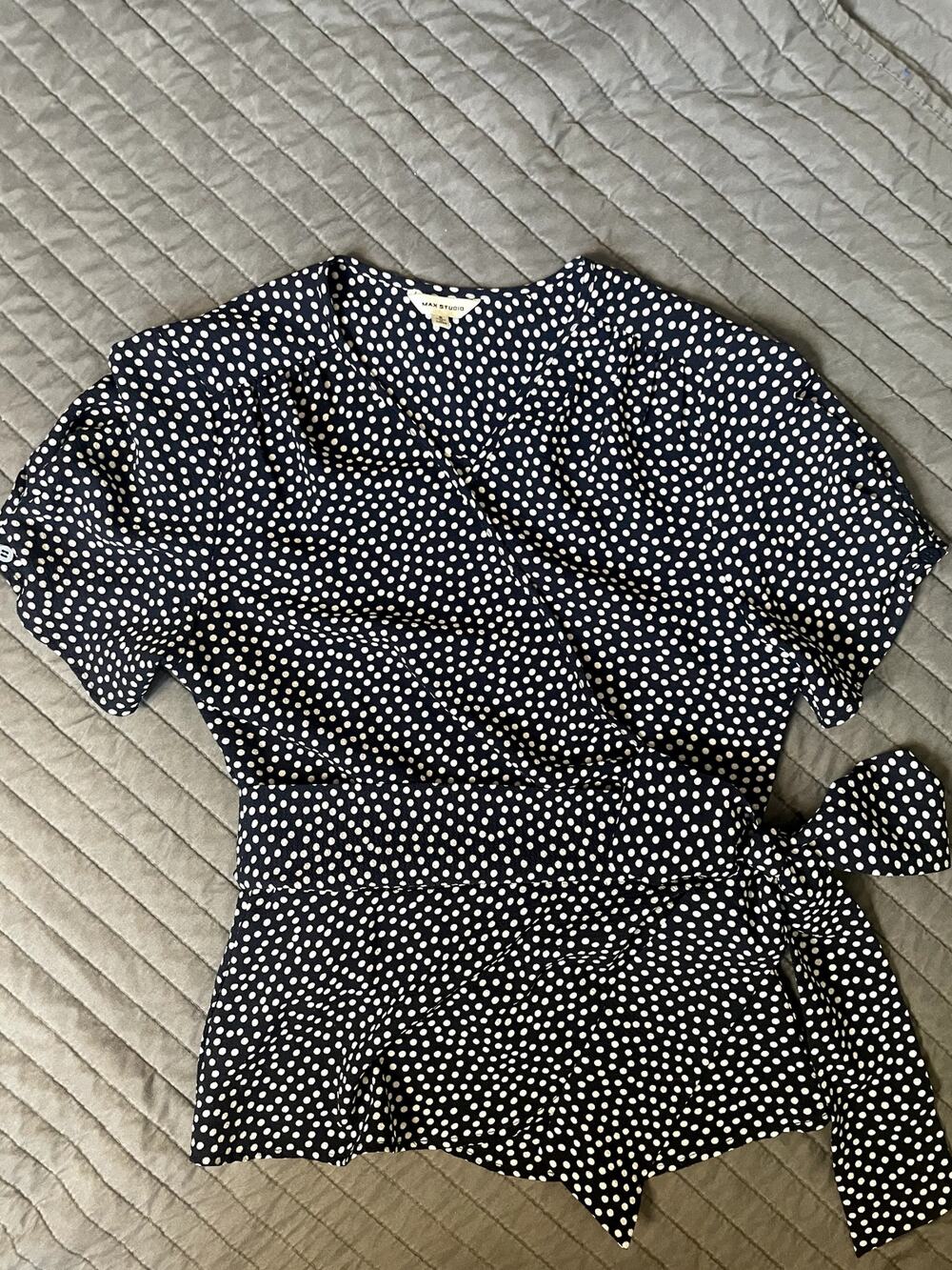 Max Studio Polka Dot wrap Blouse size Sm